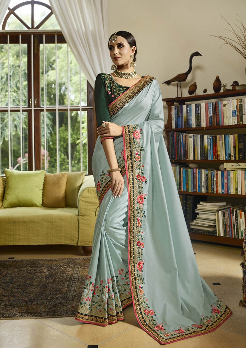 Designer Heavy Silk Saree Collection With Heavy Embroidery W...