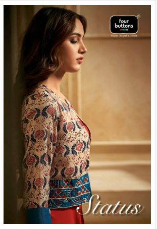 Four Buttons Status Designer Printed Silk Party Wear Readyma...