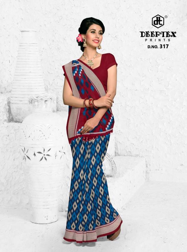 Deeptex Ikkat Special Pure Cotton Print Saree With Blouse At...