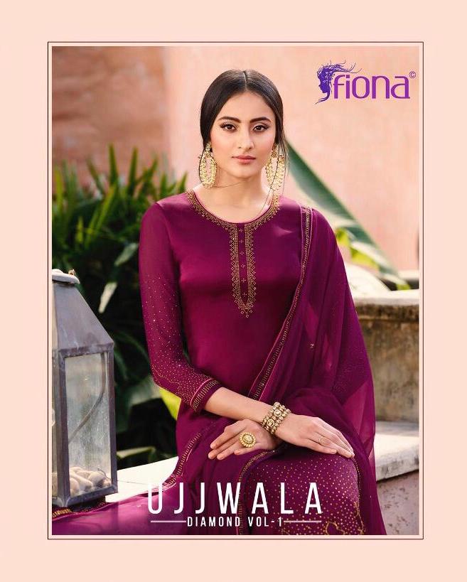 Fiona Ujjwala Diamond Vol 1 Satin Georgette With Embroidery ...