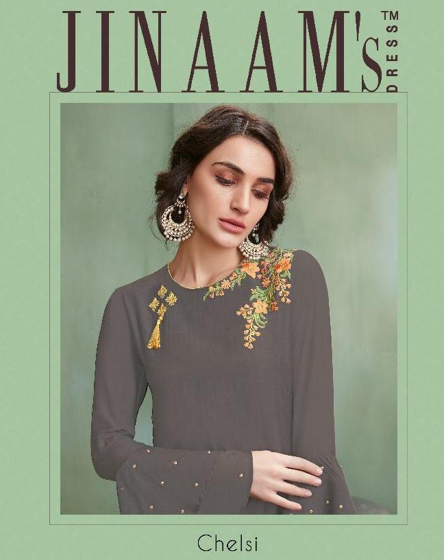Jinaam's Dress Chelsi Digital Printed Cotton Silk With Embro...
