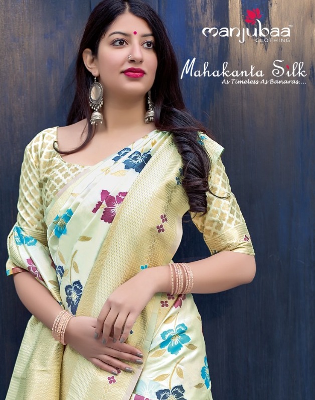 Manjubaa Clothing Mahakanta Silk Heavy Designer Jamdani Silk...