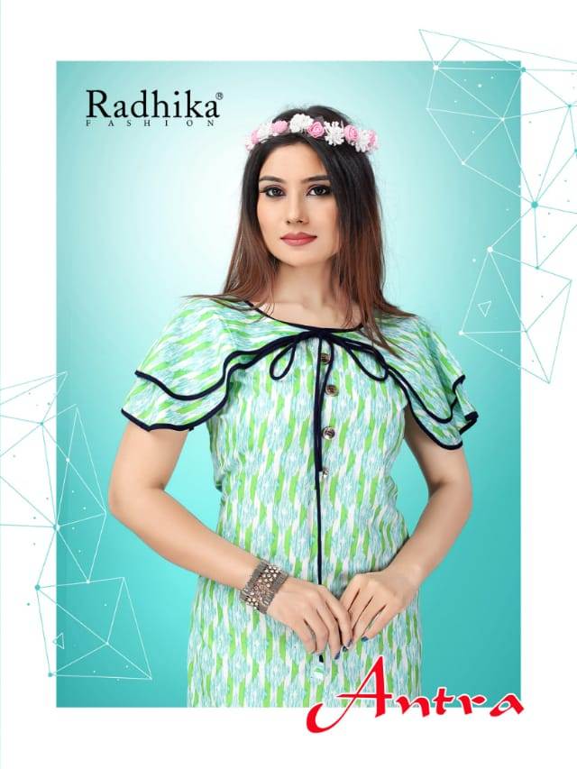 Radhika Fashion Antra Printed Cambric Cotton Readymade Kurti...