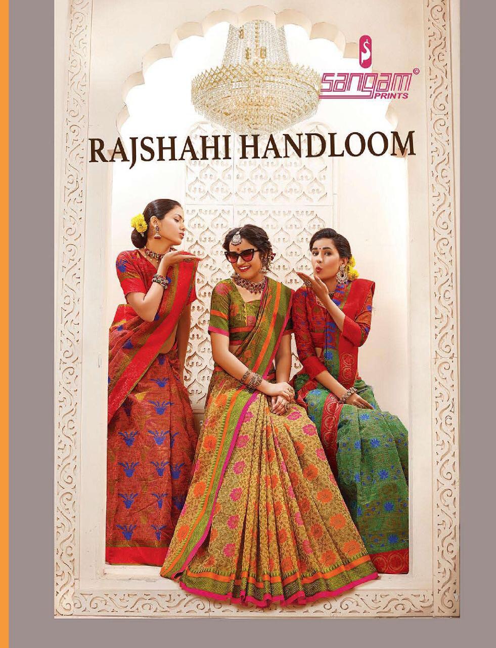Sangam Prints Rajshahi Handloom Designer Printed Silk Sarees...