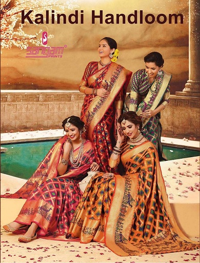 Sangam Prints Kalindi Handloom Designer Handloom Silk Sarees...