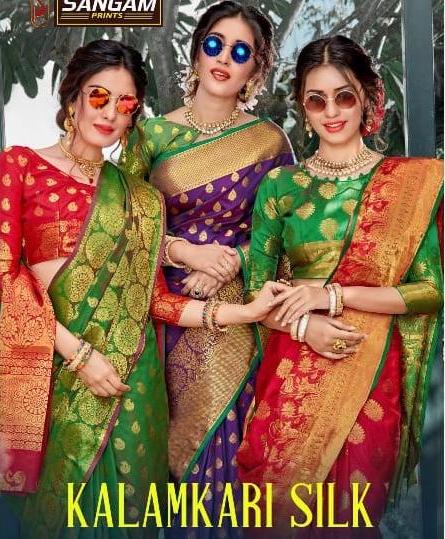 Sangam Prints Kalamkari Silk Designer Silk Sarees Collection...