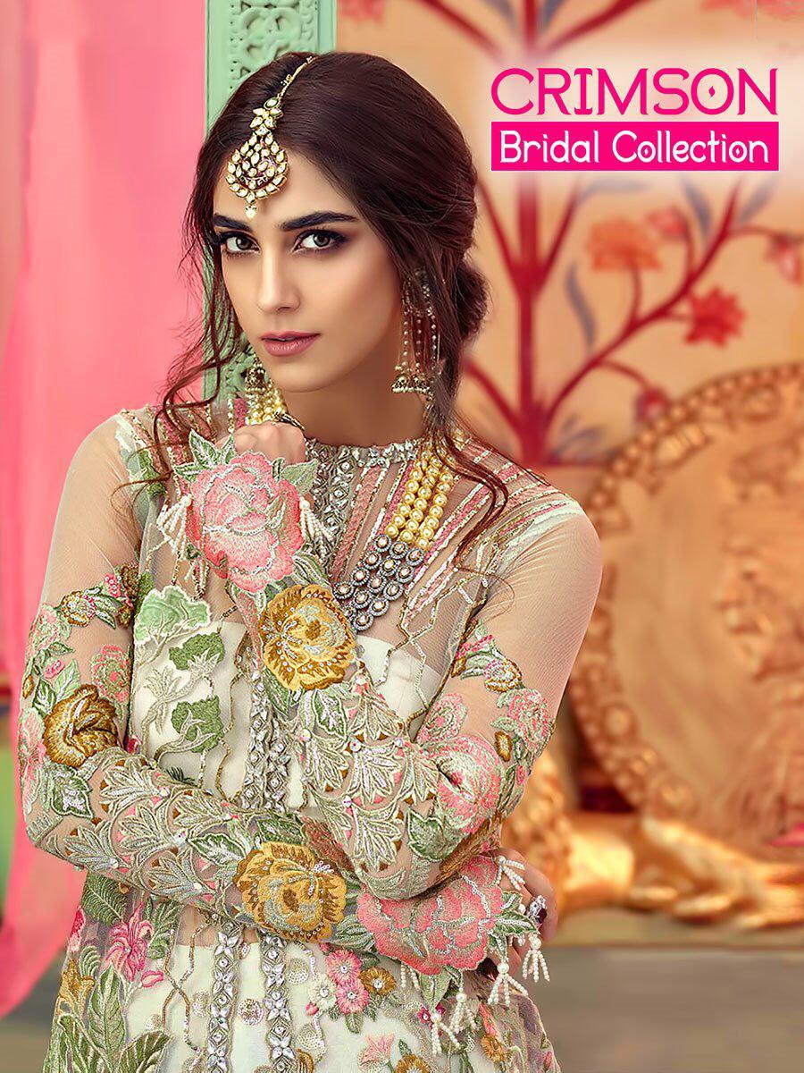 Shree Fabs Crimson Bridal Collection Butterfly Net With Heav...