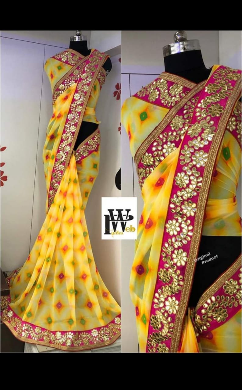 Georgette Saree Collection With Siburi Print And Beautiful G...