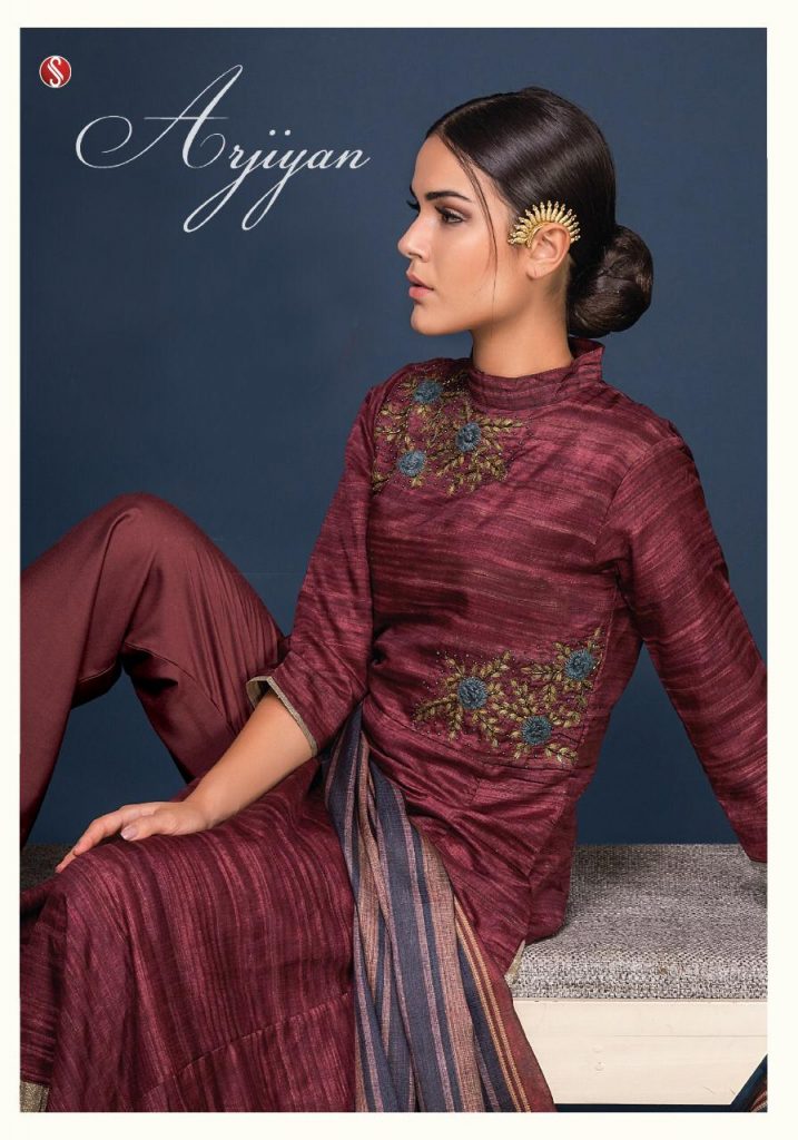 Sri Musafir Arjiyan Designer Printed Silk With Khatli Work D...
