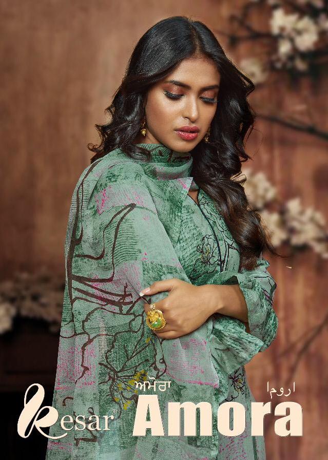 Kesar Amora Digital Printed Pure Cambric Cotton With Embroid...