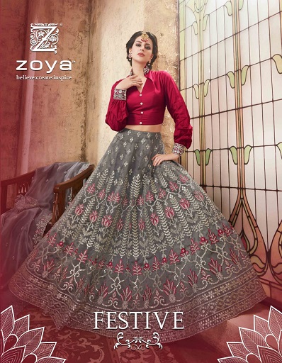 Zoya Festive Heavy Designer Embroidered Stylish Bridal Lehen...