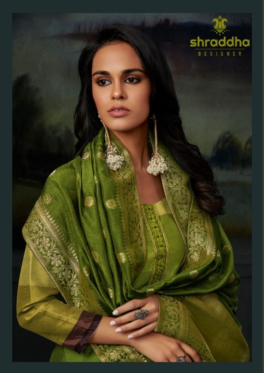 Shraddha Designer Olive Digital Printed Vichitra Silk George...