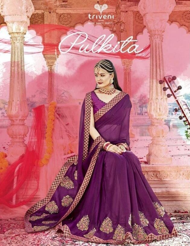 Triveni Pulkita Vol 2 Fancy Fabric With Embroidery Work Part...