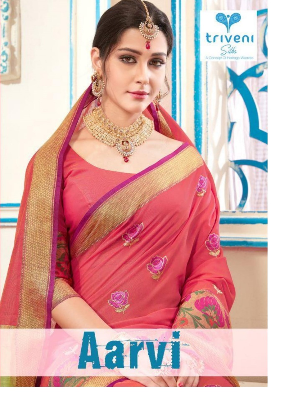Triveni Aarvi Cotton Fancy With Embroidery Work Sarees Whole...
