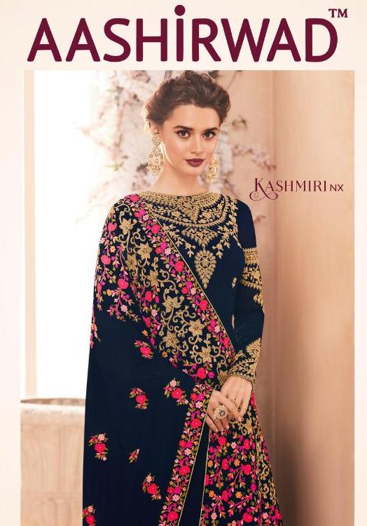 Aashirwad Creation Kashmiri Nx Heavy Embroidered Georgette A...