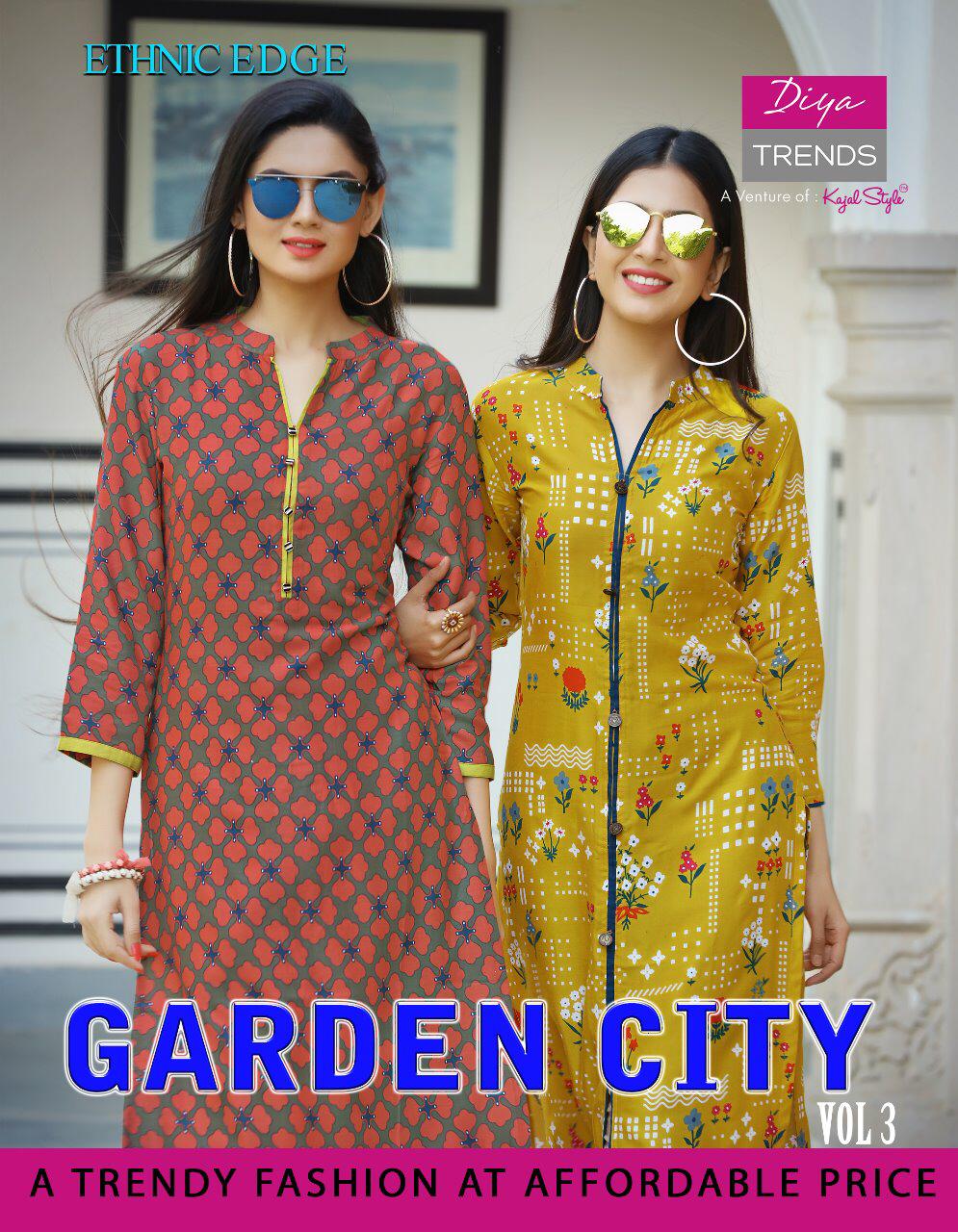 Diya Trends Garden City Vol 3 Printed Rayon Readymade Straig...