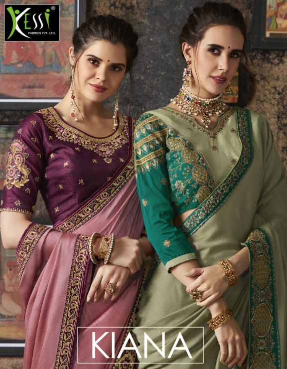 Kessi Fabrics Kiana Heavy Embroidered Silk Wedding Sarees Co...