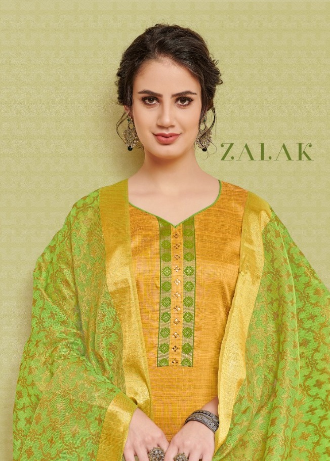 Ravi Creation Zalak Banarasi Handloom Silk Dress Material Co...