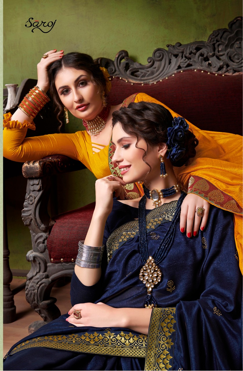Saroj Magical Designer Vichitra Silk Fancy Party Wear Sarees...