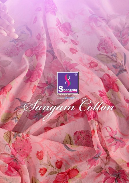 Shangrila Sarees Sangam Cotton Printed Organza Sarees Collec...