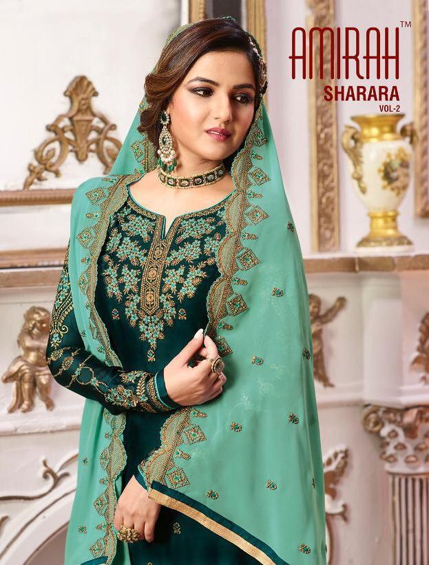 Amirah Fashion Sharara Vol 2 Heavy Embroidery Satin Georgett...