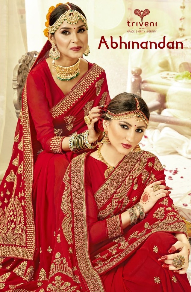 Triveni Abhinandan Georgette With Heavy Embroidery Work Red ...