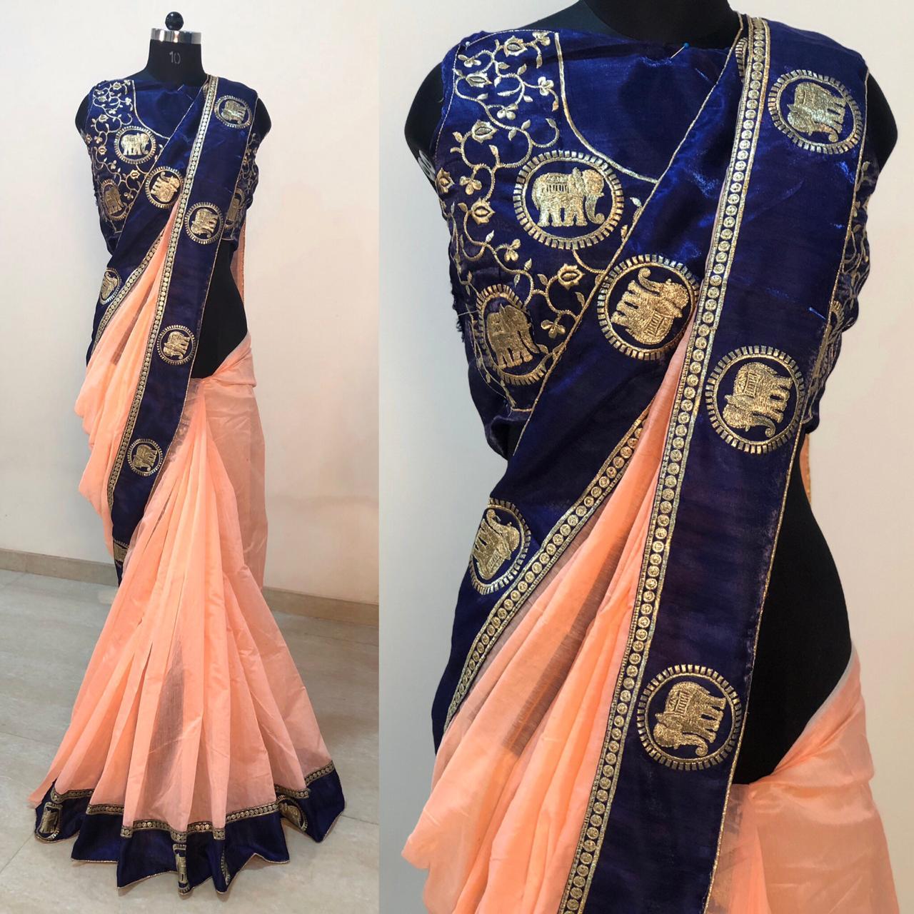 Chanderi Cotton Silk Designer Party Wear Sarees At Wholesale...