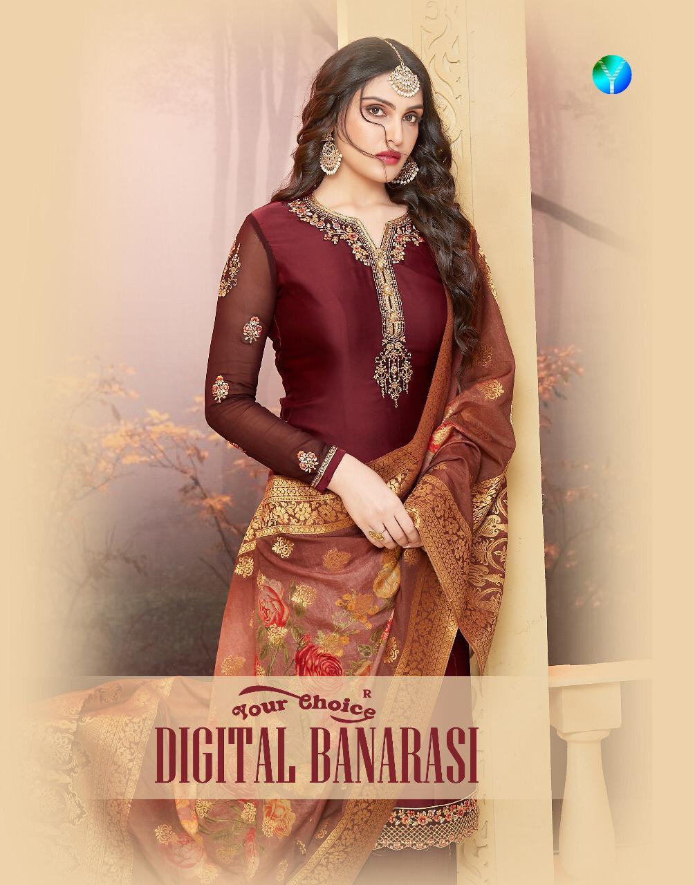 Your Choice Digital Banarasi Satin Georgette With Embroidery...