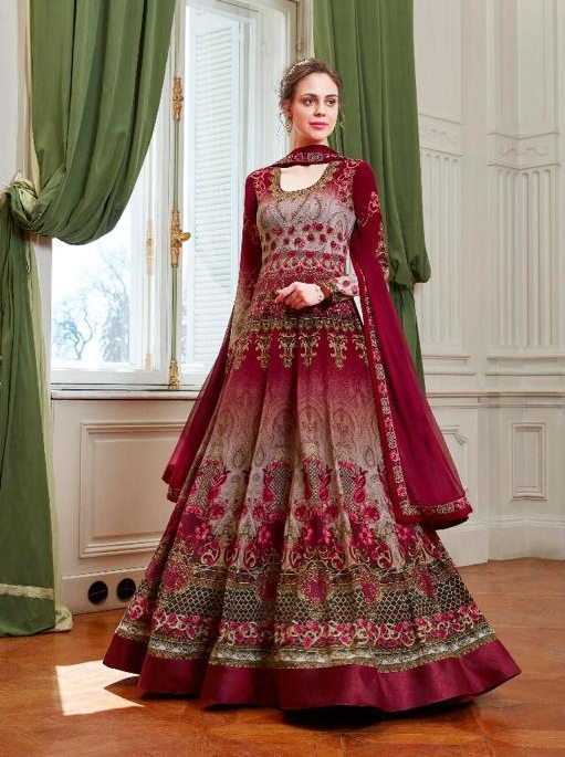 Jinaam's Dress Floral Raabta Digital Printed Pure Crepe Anar...