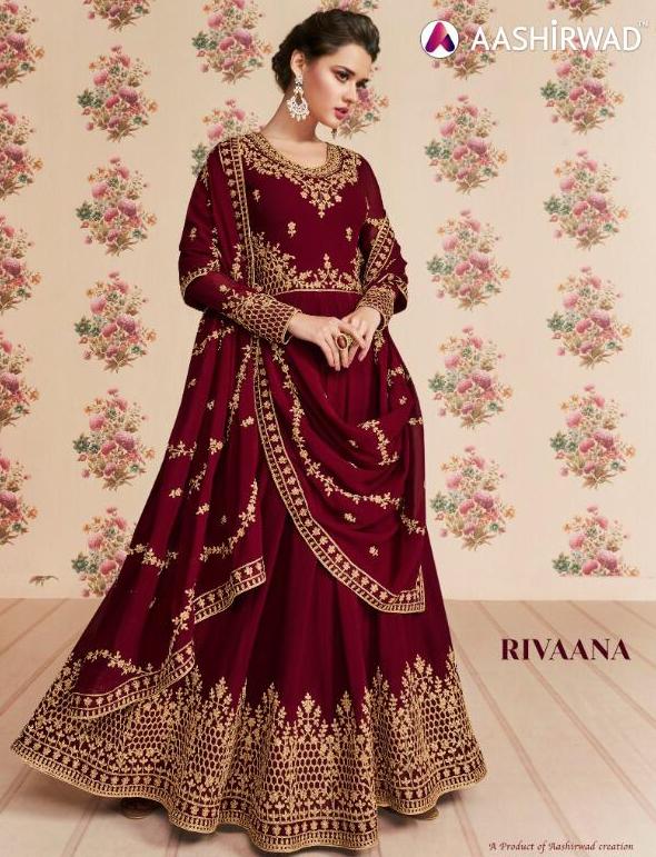 Aashirwad Creation Rivaana Heavy Georgette With Embroidery W...