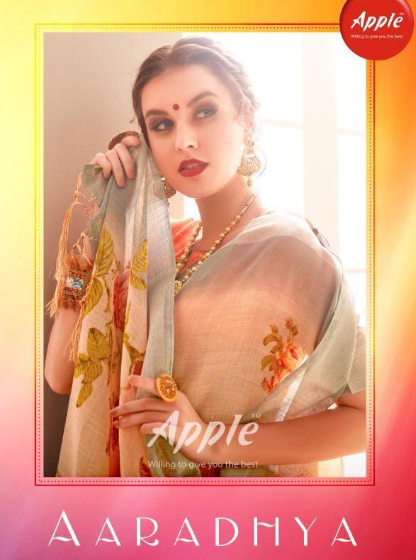 Apple Sarees Aaradhya Printed Linen Silk Sarees Collection A...