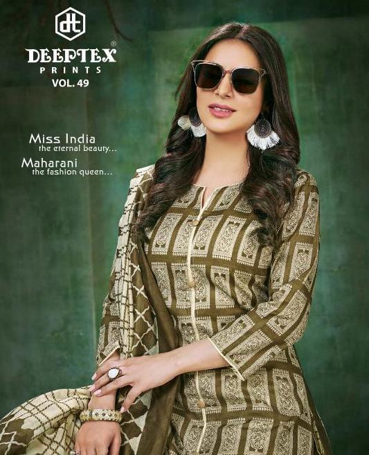 Deeptex Prints Miss India Vol 49 Printed Cotton Dress Materi...