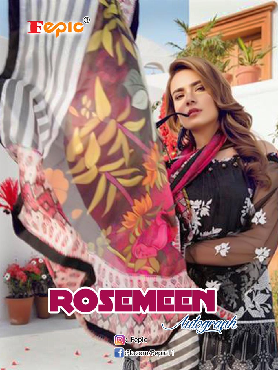 Fepic Rosemeen Autograph Printed Pure Cambric And Net With E...