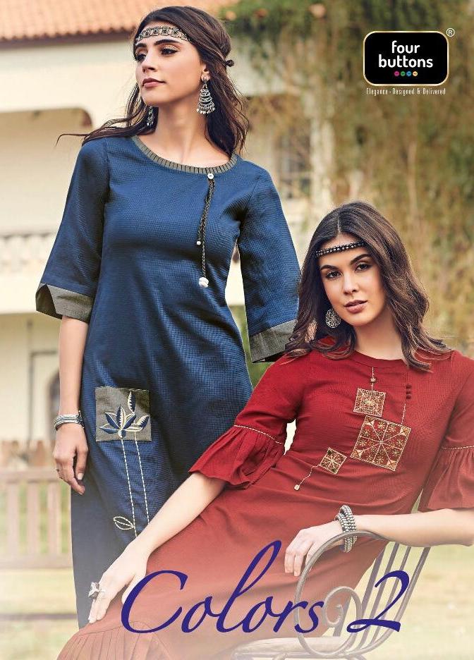 Four Buttons Colors Vol 2 Designer Cotton With Embroidery Wo...