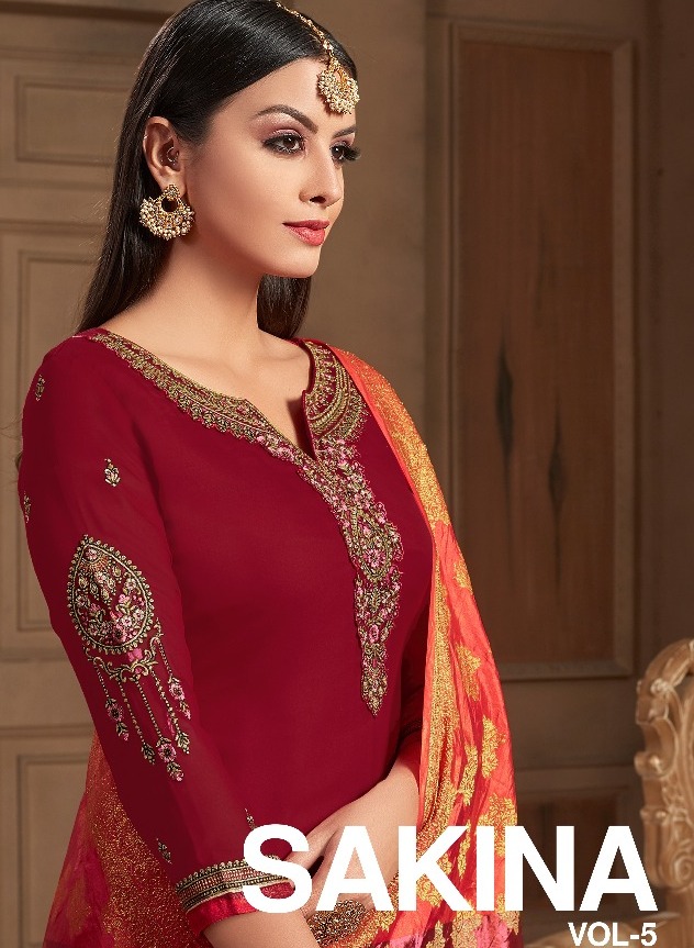 Gangour Nx Sakina Vol 5 Satin Georgette With Embroidery Work...