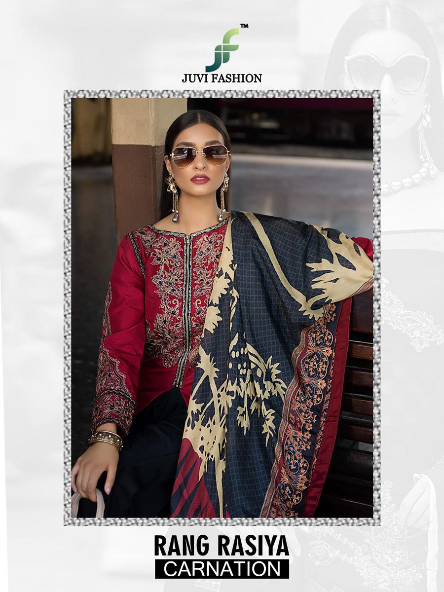 Juvi Fashion Rang Rasiya Carnation Printed Cambric Cotton Wi...