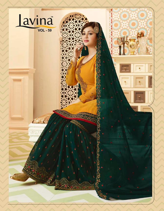 Lavina Vol 59 Satin Georgette With Embroidery Work Sharara S...