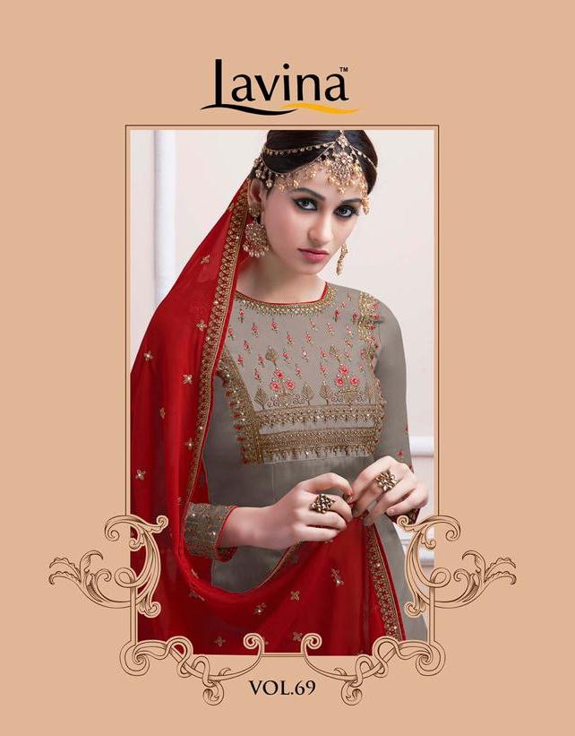 Lavina Vol 69 Satin Georgette With Embroidery Work Dress Mat...