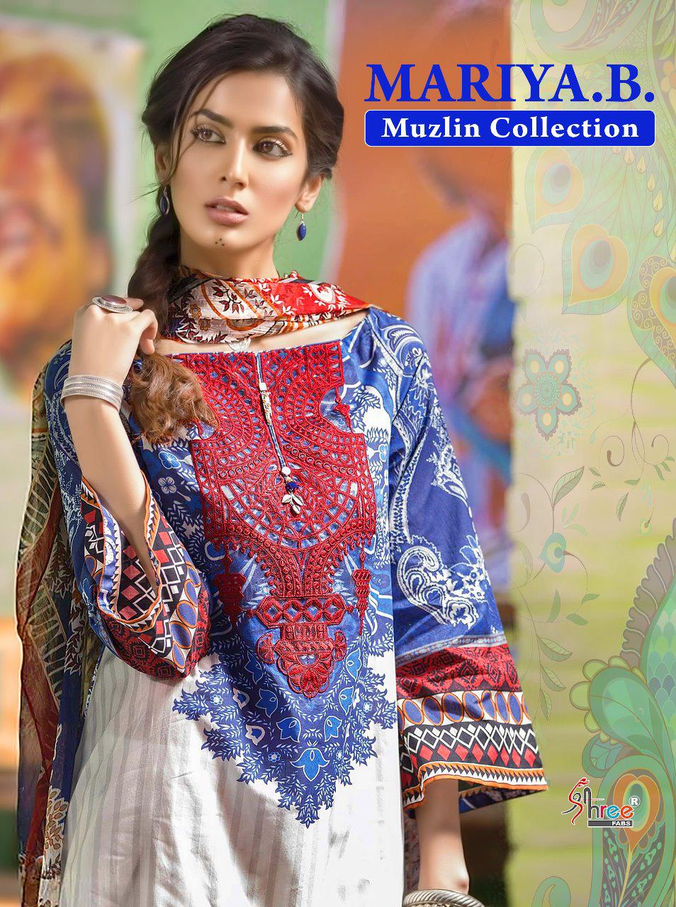 Shree Fabs Maria B Muzlin Collection Printed Pure Cotton Wit...