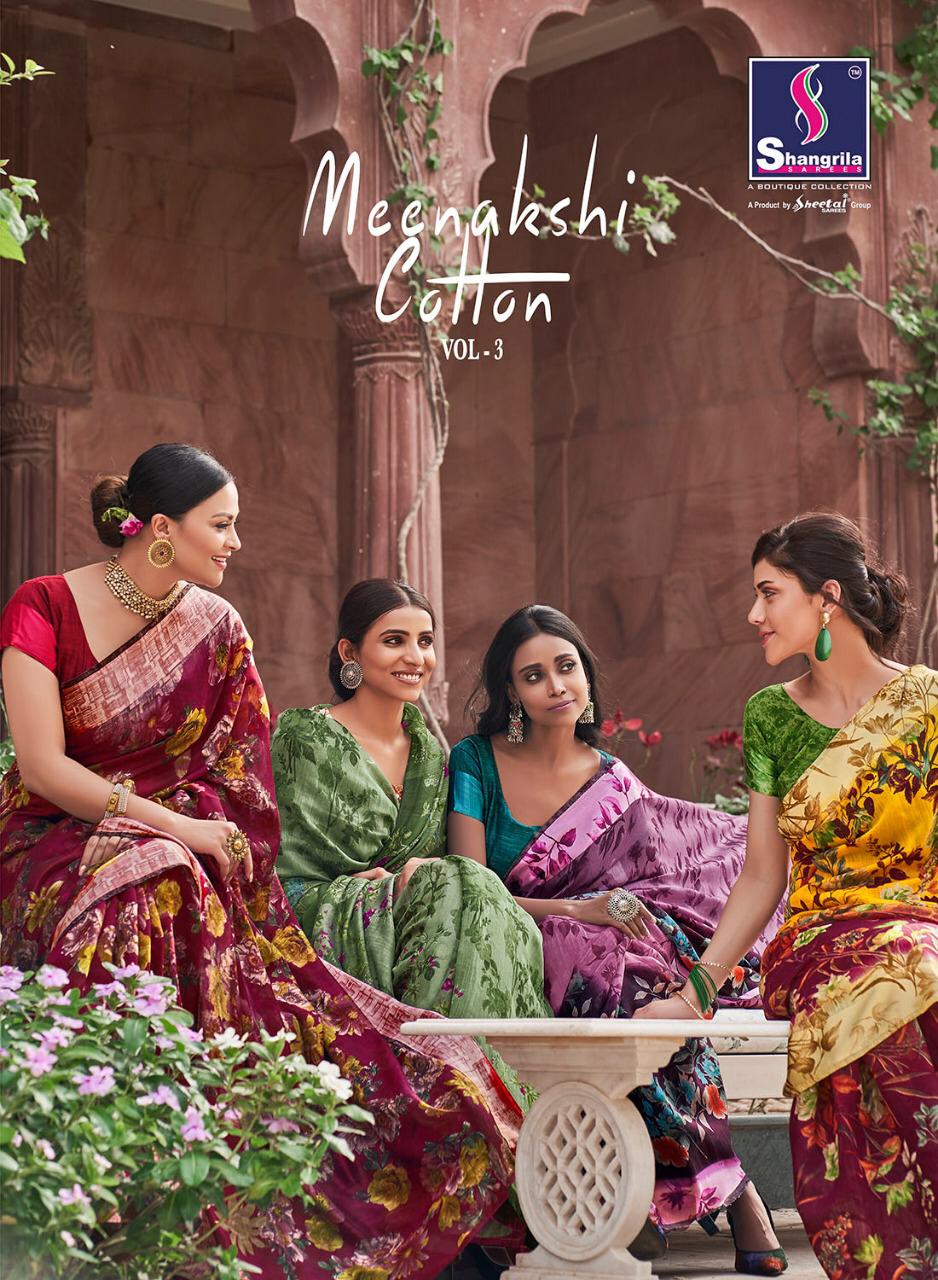 Shangrila Sarees Meenakshi Cotton Vol 3 Floral Printed Linen...