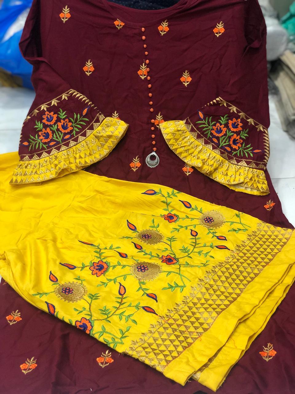 Divine Vol 6 Pure Rayon Cotton Top With Embroidery Work Stit...