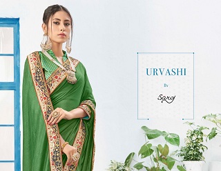 Saroj Urvashi Designer Vichitra Silk With Work Sarees Collec...
