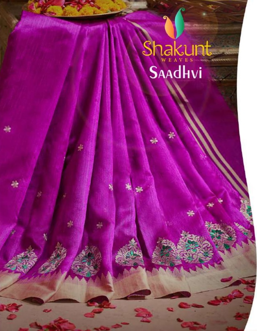 Shakunt Saadhvi Designer Cotton Silk With Work Sarees Collec...