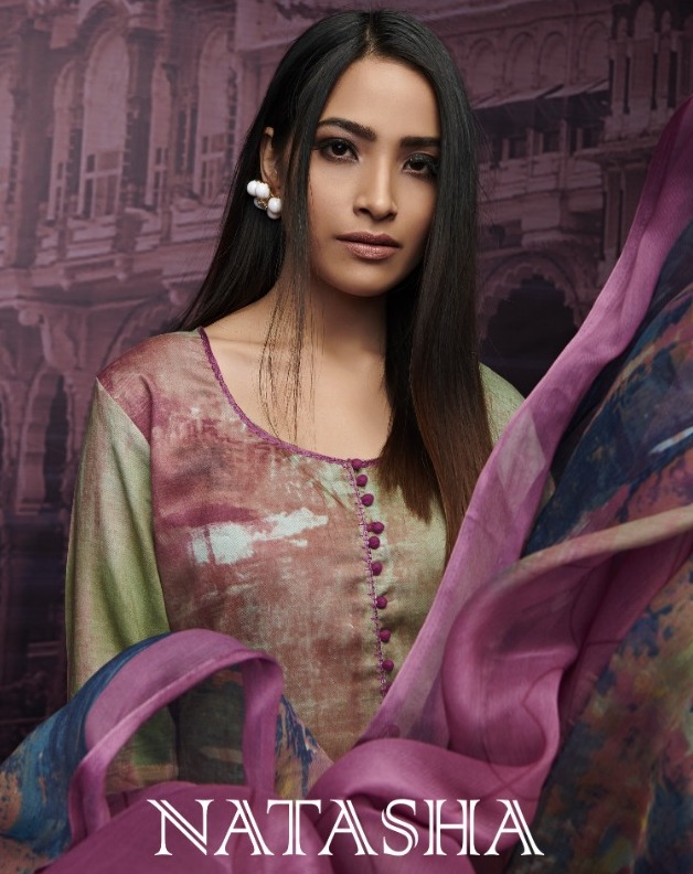 Shraddha Designer Natasha Printed Cotton Satin Dress Materia...