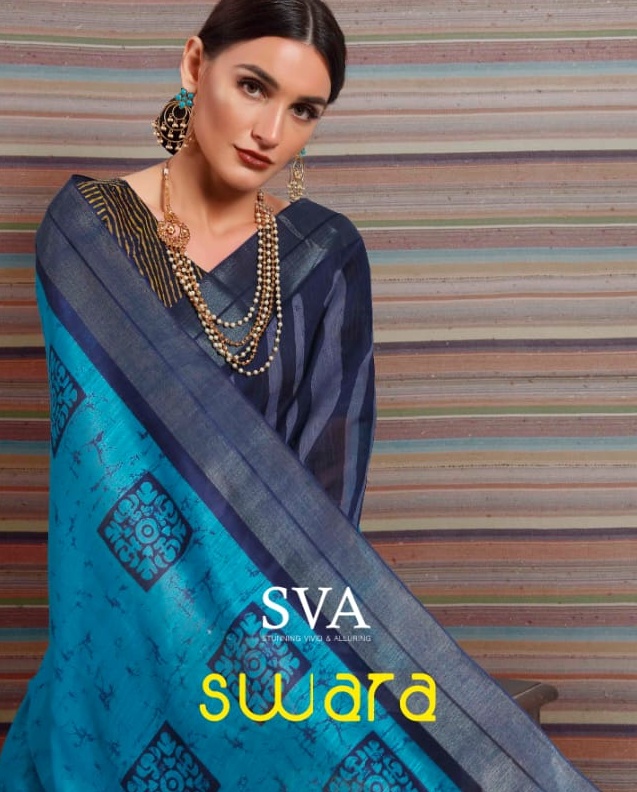 Sva Swara Designer Printed Cotton With Weaving Border Sarees...