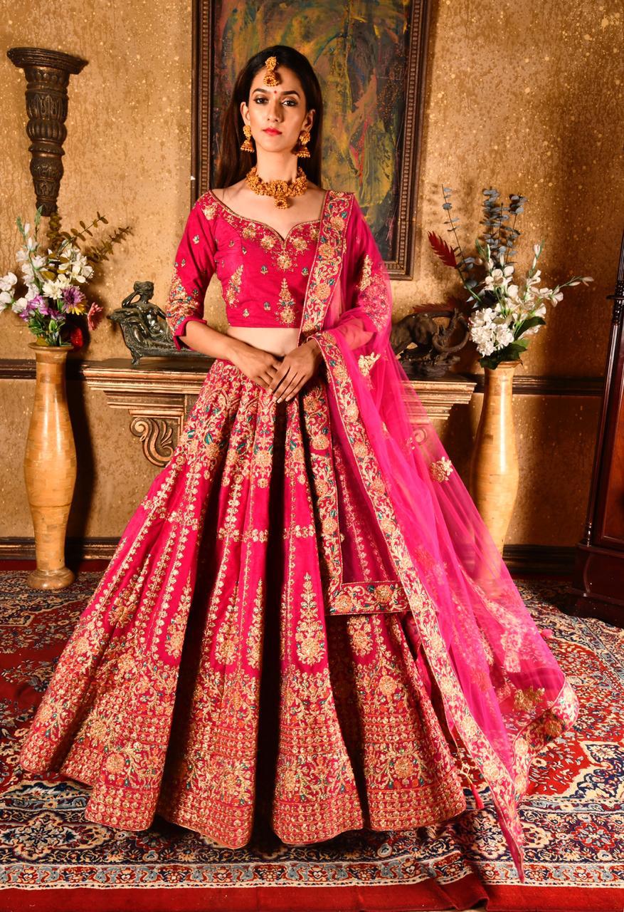 Heavy Designer Silk And Velvet With Embroidery Work Bridal W...
