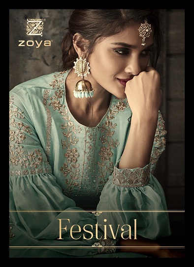 Zoya Festival Heavy Designer Embroidered Kora Silk Wedding S...