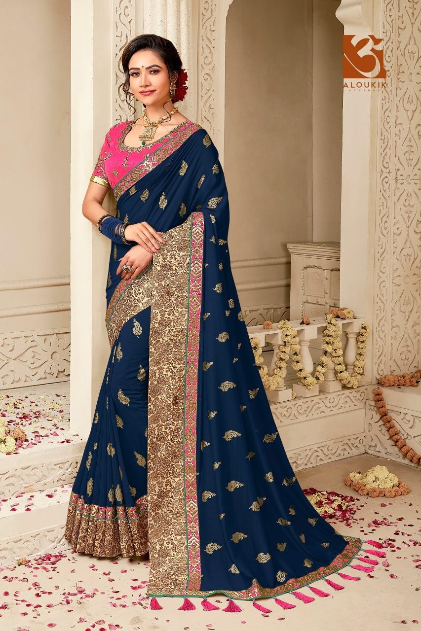 Aloukik Sarees 1201 Design Colors Heavy Silk With Embroidere...