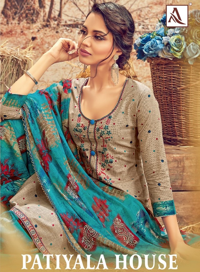 Alok Suits Patiyala House Printed Pure Cambric Cotton With E...