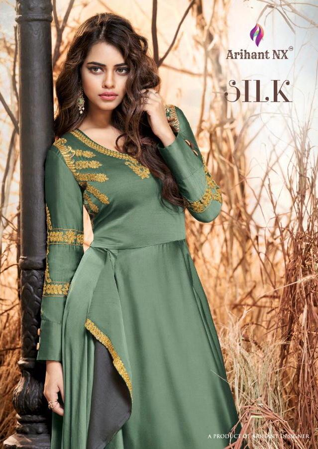 Arihant Nx Silk Designer Two Tone Satin Silk With Work Ready...